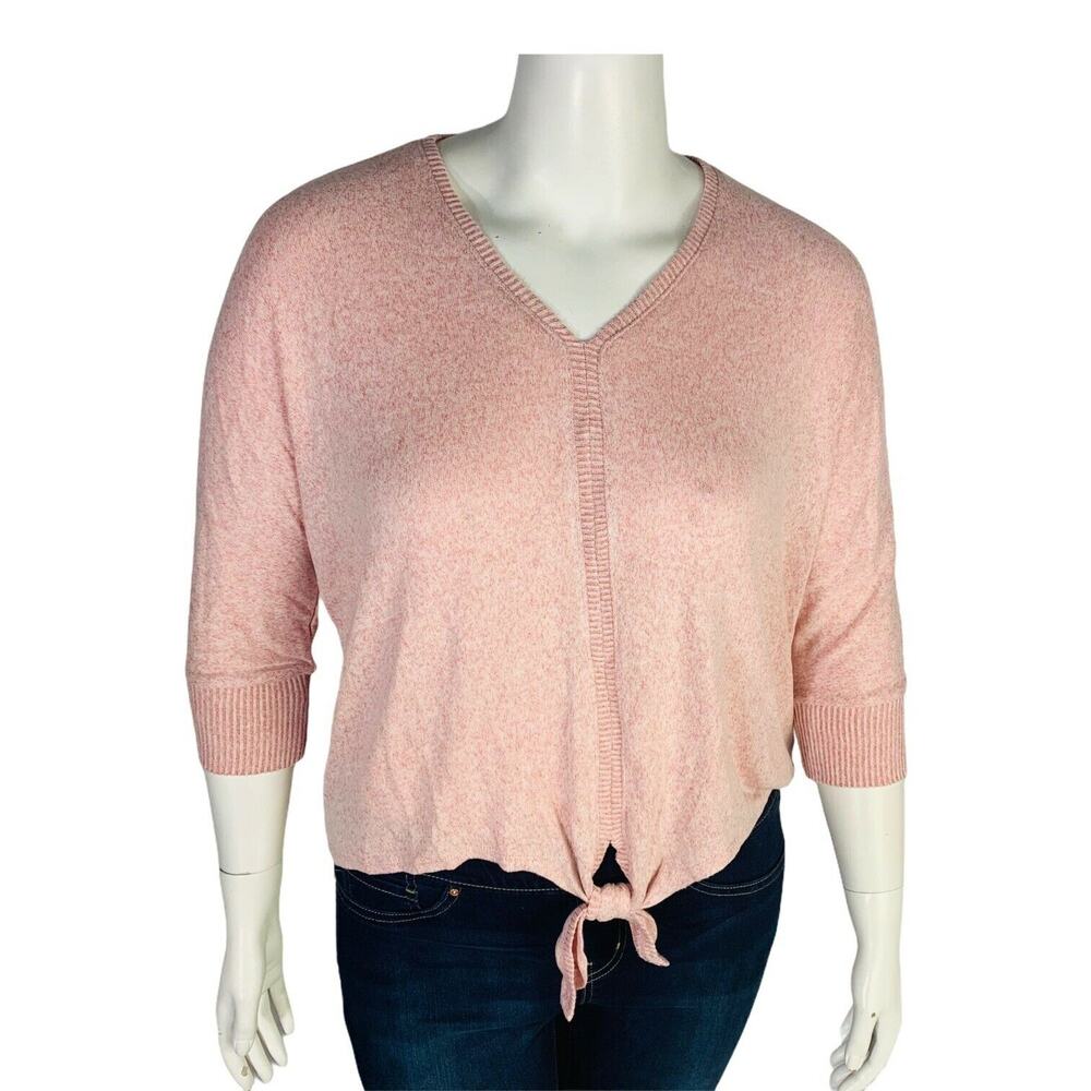 New Style‎ & Co Womans Sz 0X 12W Blouse Soft Tie From 3/4 Sleeve Stretch NWT